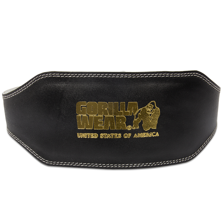 6 inch Padded Leather Lifting Belt  - Black/Gold