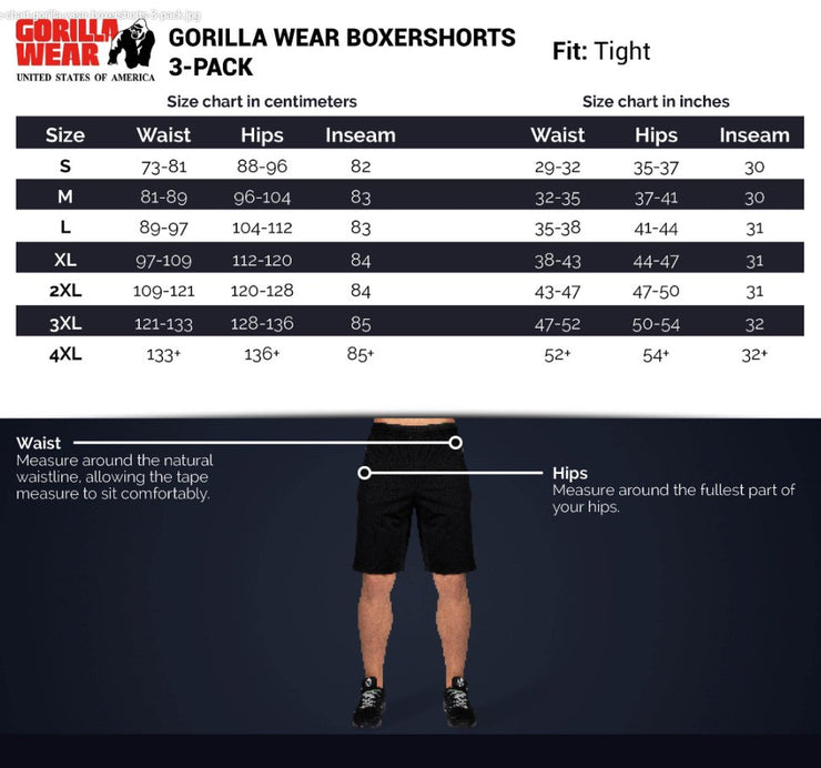 Gorilla Wear Boxer Shorts(3枚入り) - Black