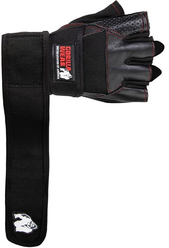 Dallas Wrist Wrap Gloves - Black/RedStitched