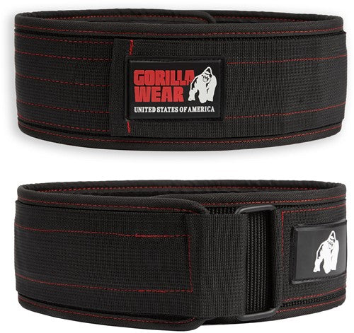4Inch Nylon Lifting Belt - Black/Red Stiched