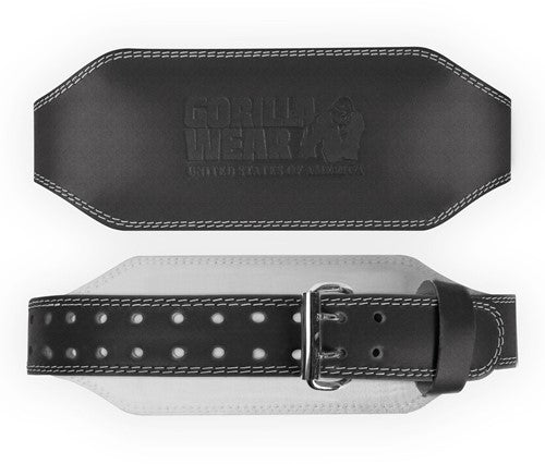 6 inch Padded Leather Lifting Belt  - Black/Black